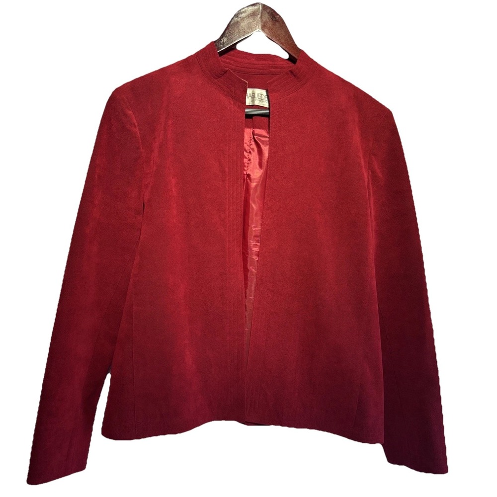 Ultrasuede Women's‎ Vibrant Red Blazer Open-Front Style Jacket